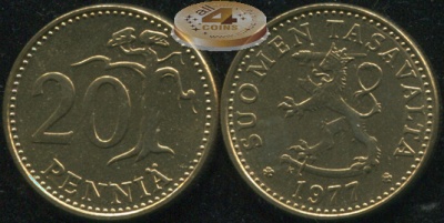 Финляндия. 20 пенни. 1977 (Unc)