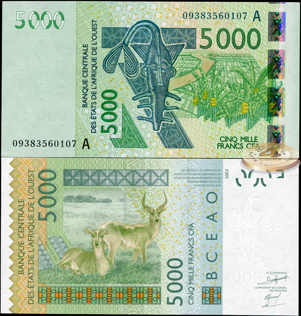 Кот-д’Ивуар. 5000 франков (Unc) 2009