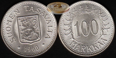 Финляндия. 100 марок. 1960 (Unc. Серебро)