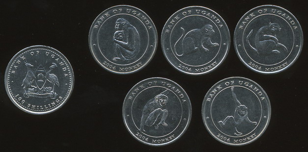 Уганда. Набор №3 (5 монет) 2004 