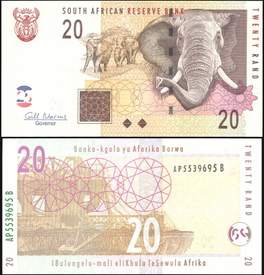 ЮАР Банкнота 20 рандов ND (2009) Unc Бумага Кат# P.129b