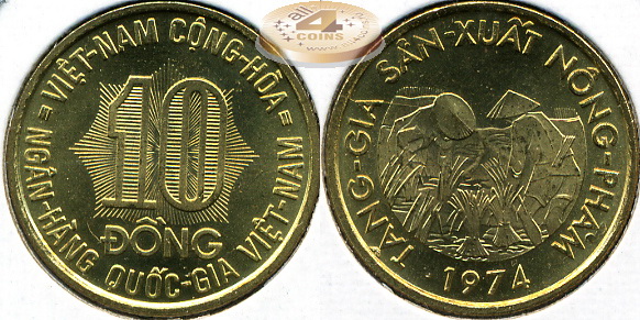Вьетнам Южный. 10 донг. 1974 (Unc)