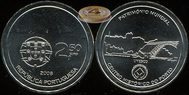 Португалия. 2.5 евро. 2008 (Unc)