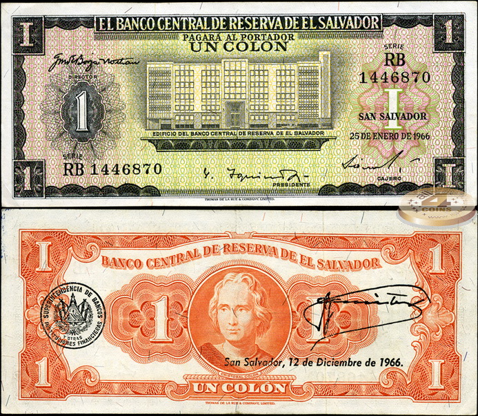 Сальвадор. 1 колон (aUnc) 1966