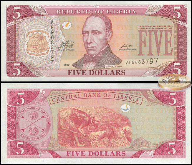 Либерия. 5 долларов (Unc) 2009