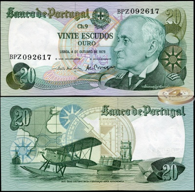Португалия. 20 эскудо (Unc) 1978