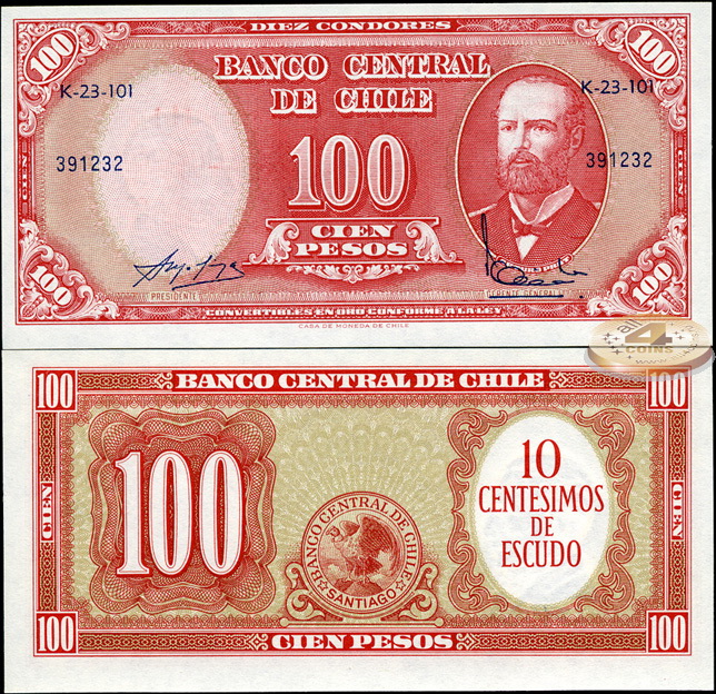 Чили. 10 центезимо (Unc. Надпечатка) 1961