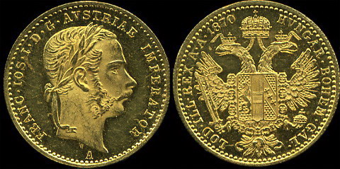 Австрия (Австро-Венгрия). Дукат. 1870 (Proof (XF+/Unc. Золото))