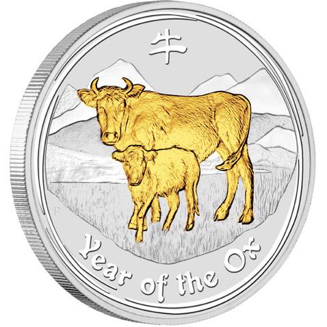 Австралия. 1 доллар. 2009 (Frosted Unc. Серебро. Позолота)
