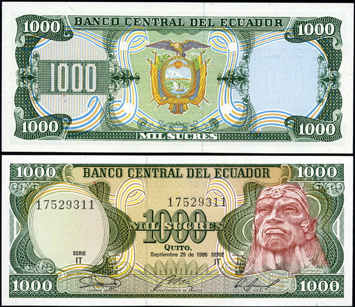 Эквадор. 1000 сукре (Unc) 1986