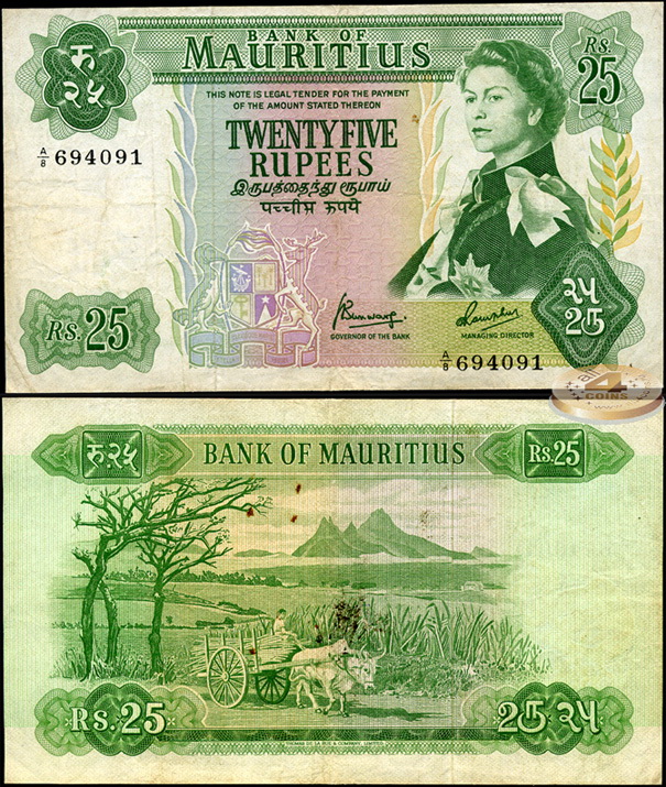 Маврикий. 25 рупий (aXF) 1967