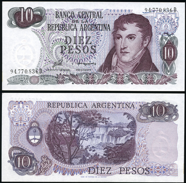 Аргентина. 10 песо (Unc) 1976