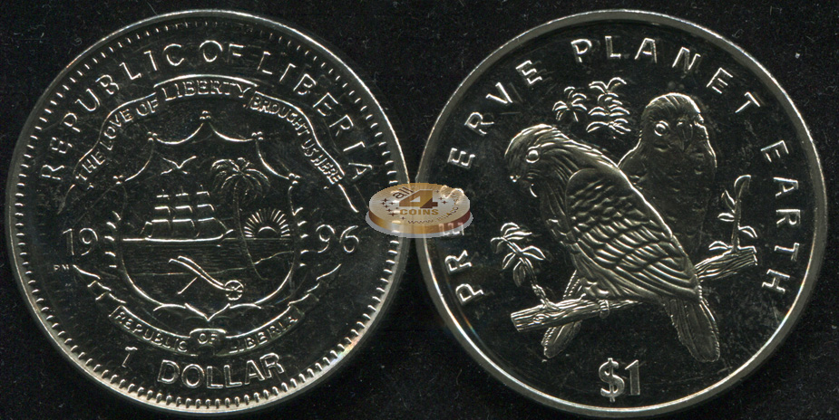 Либерия. 1 доллар. 1996 (Unc)