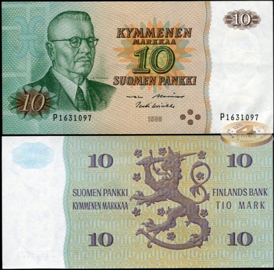 Финляндия. 10 марок (Unc) 1980