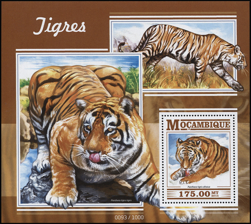 Мозамбик. 2015. Тигры (Блок. MNH OG)