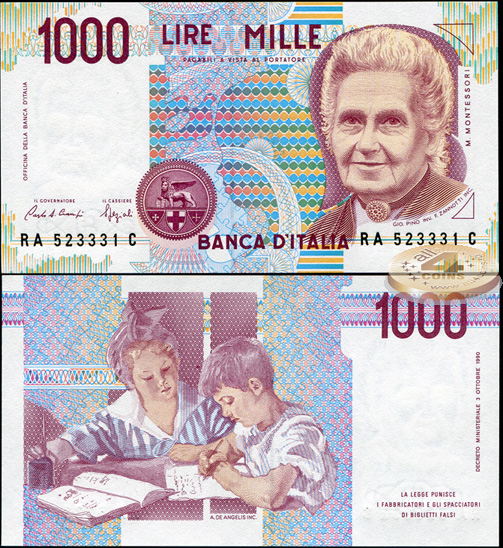 Италия. 1000 лир (Unc) 1990