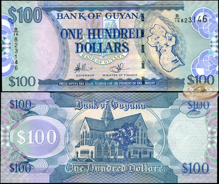Гайана. 100 долларов (Unc) 2009