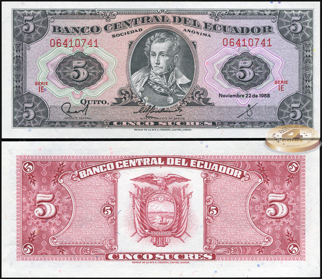 Эквадор. 5 сукре (Unc) 1988