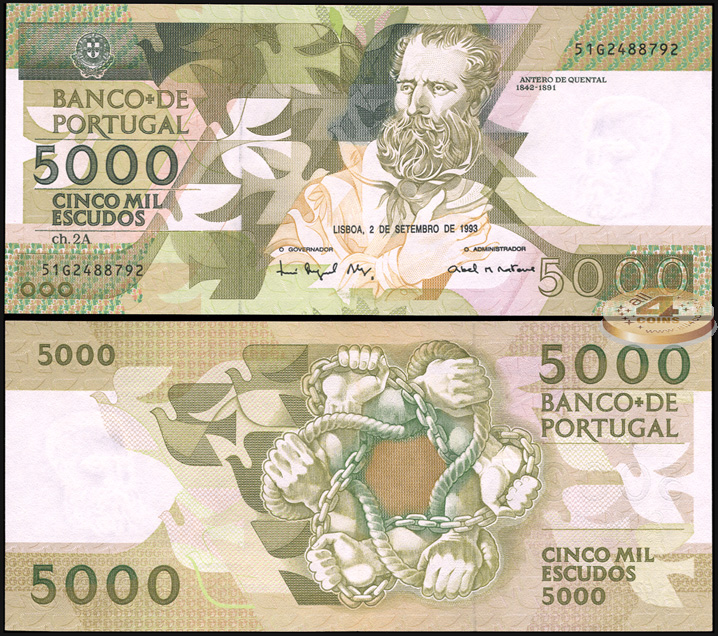 Португалия. 5000 эскудо (Unc) 1993