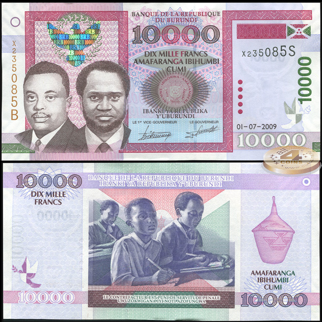 Бурунди. 10000 франков (Unc) 2009