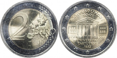 Эстония Монета 2 евро. 2019 (Unc. Биметалл) 100-летие Тартуского университета
