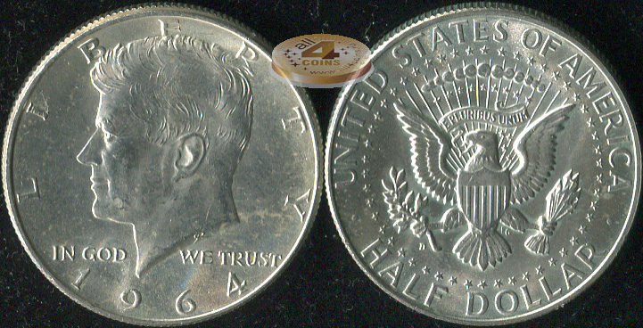 США. 1/2 доллара. 1964.D (Unc. Серебро)