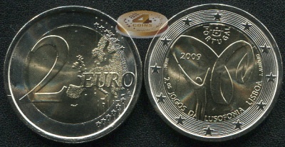 Португалия. 2 евро. 2009 (Unc. Биметалл)