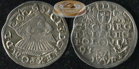 Речь Посполитая. Грошен. 1593 (aXF. Серебро)