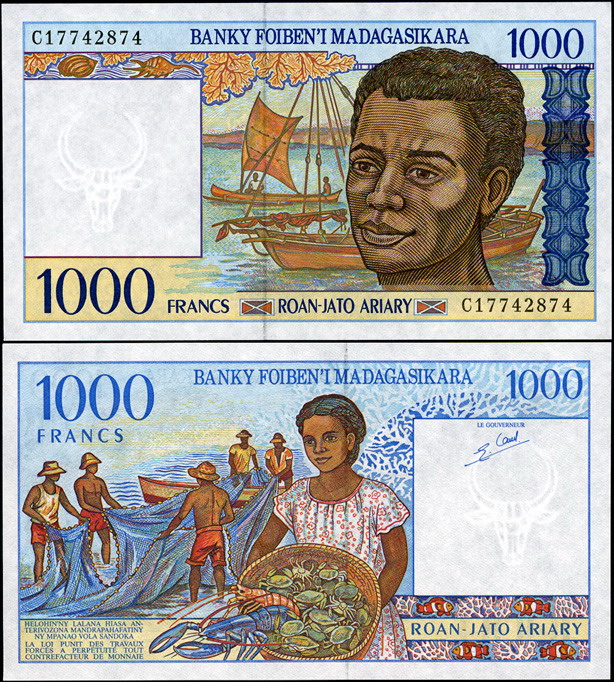 Мадагаскар. 1000 франков (Unc) 1998