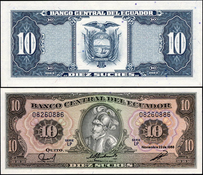 Эквадор. 10 сукре (Unc) 1988