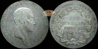 Германия (Пруссия). 1 рейхсталер. 1816 A (aUnc. Серебро)