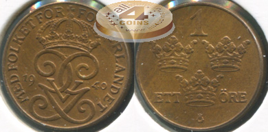 Швеция. 1 эре. 1940 (Unc)