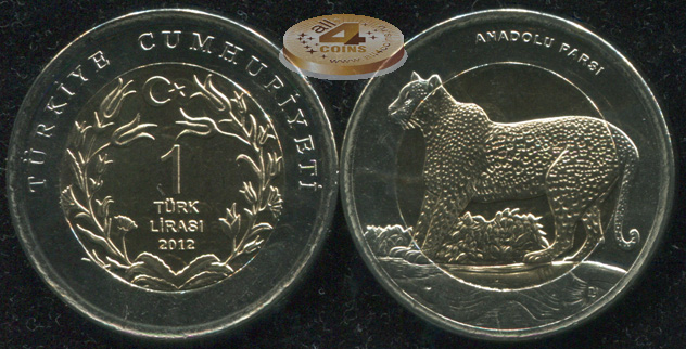 Турция. 1 лира. 2012 (Unc. Биметалл)