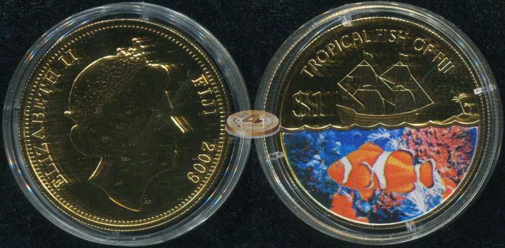 Фиджи. 1 доллар. 2009 (Unc. Эмаль)