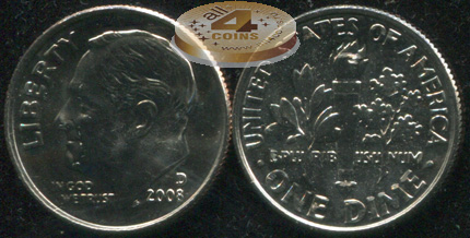 США. 10 центов (Дайм). 2008.D (Unc)