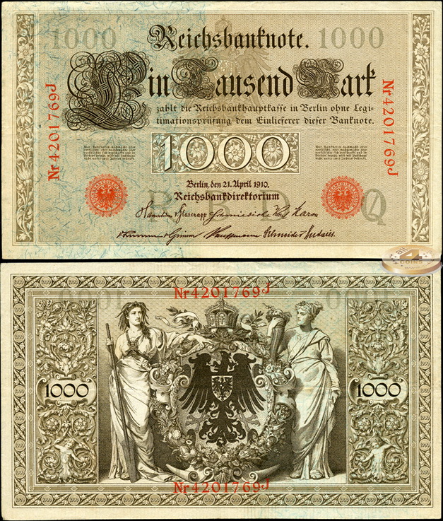 Германия [Кайзер рейх]. 1000 марок (VF) 1910