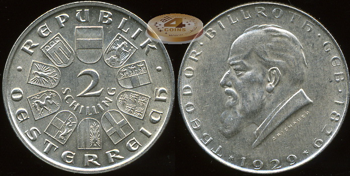 Австрия. 2 шиллинга. 1929 (Unc. Серебро)