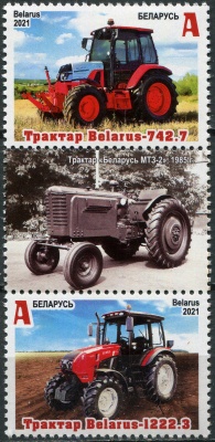 Беларусь. 2021. Тракторы белорусского производства (II) (Сцепка. MNH OG)