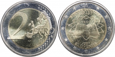 Словения Монета 2 евро. 2007 (Unc. Биметалл) 50 лет со дня подписания Римского договора