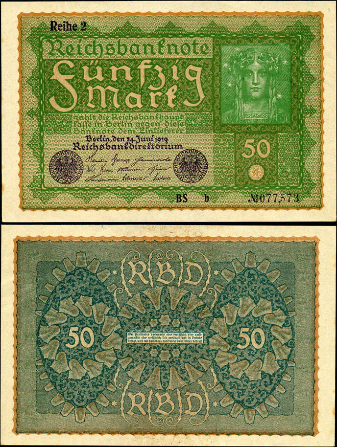 Германия (Веймарская респ.). 50 марок (Unc) 1919