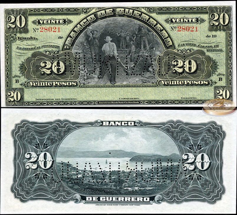 Мексика (Гуерреро). 20 песо (Unc) 1914