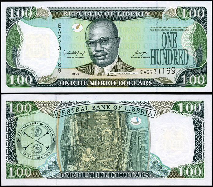 Либерия. 100 долларов (Unc) 2006