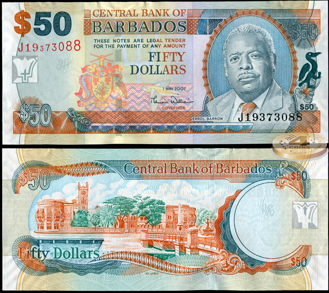 Барбадос. 50 долларов (Unc) 2007