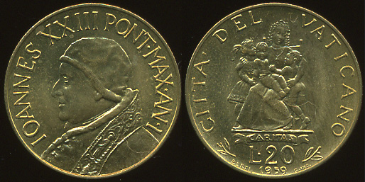 Ватикан. 20 лир.1959 (Unc)