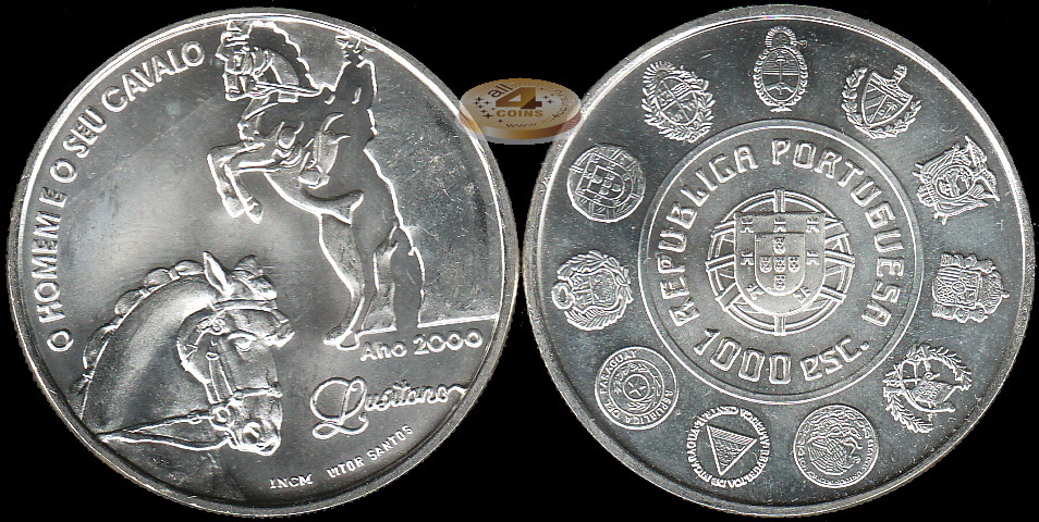 Португалия. 1000 эскудо. 2000 (Unc. Серебро)
