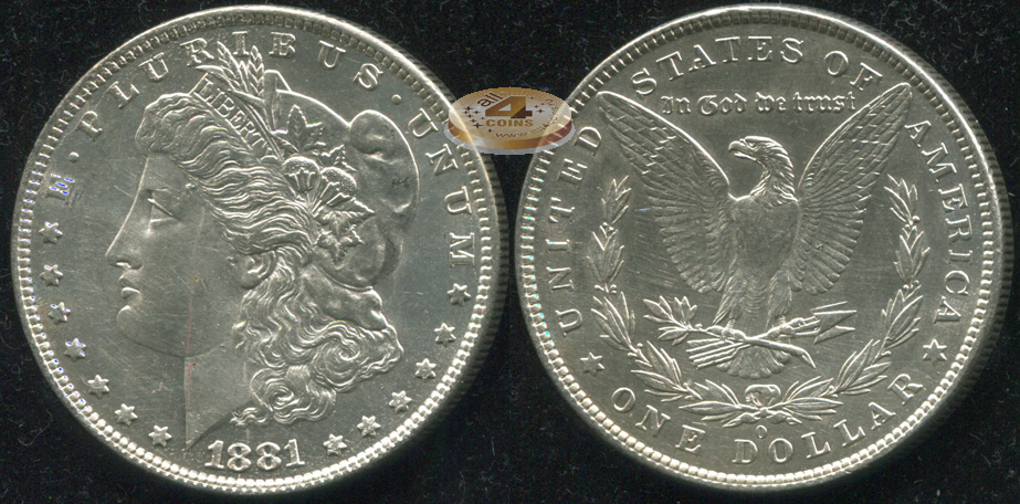 США. 1 доллар. 1881.O (aUnc+. Серебро)