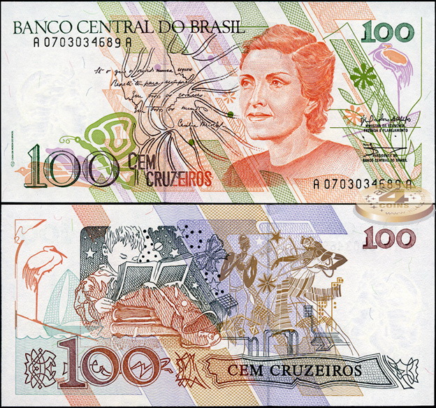 Бразилия. 100 крузейро (Unc) 1990