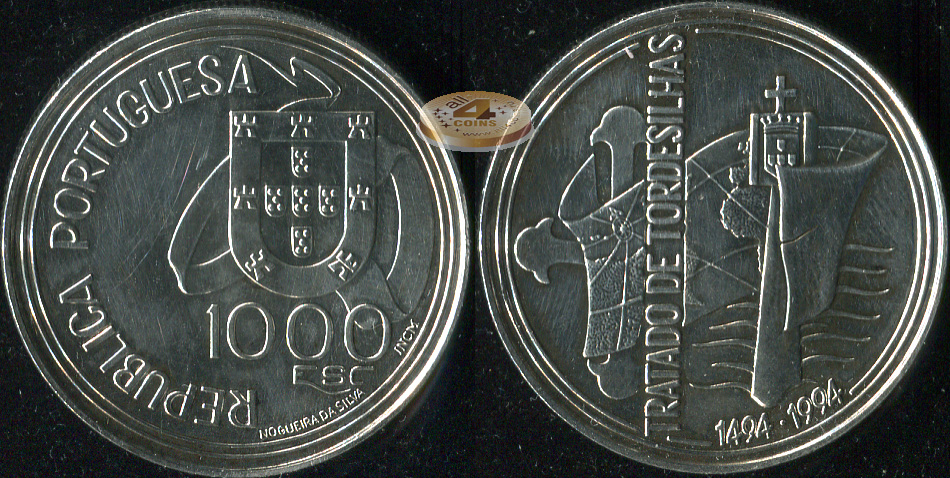 Португалия. 1000 эскудо. 1994 (Unc. Серебро)
