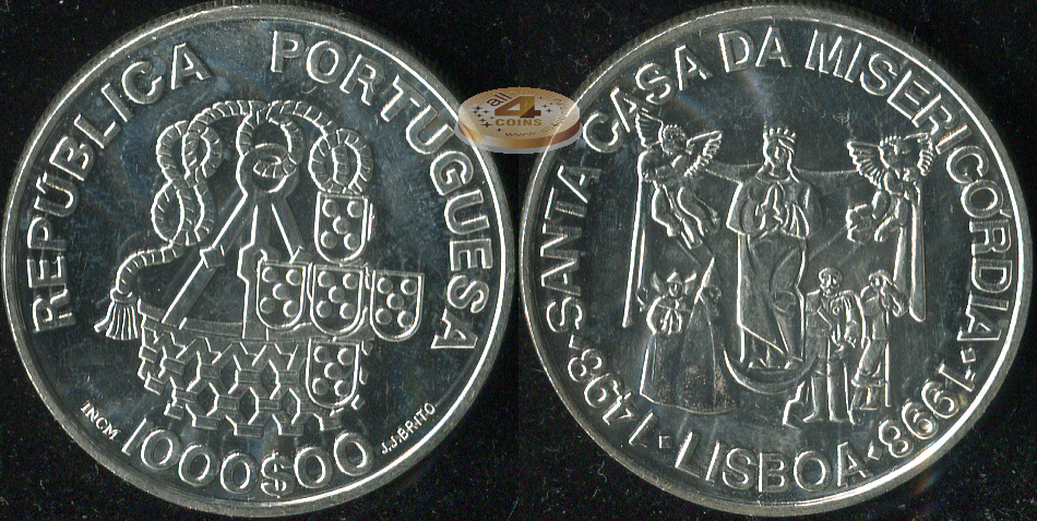 Португалия. 1000 эскудо. 1998 (Unc. Серебро)