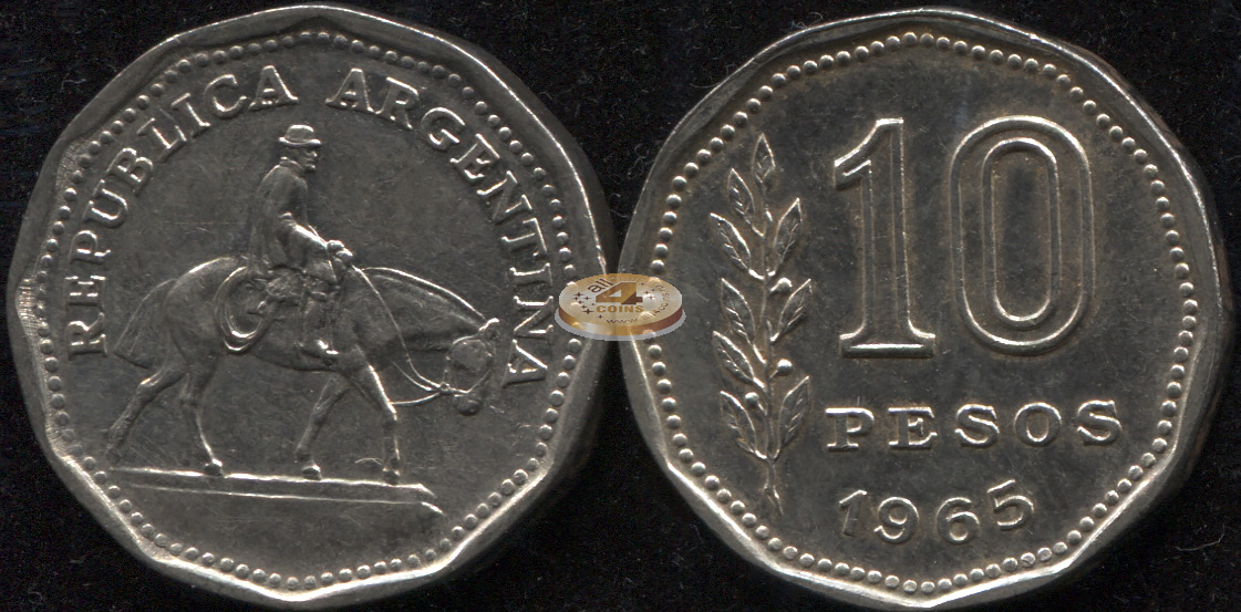 Аргентина. 10 песо. 1965 (aUnc)